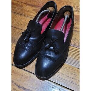 GRENSON Black Leather Tassel Loafers Shoes Men 9 Made In England